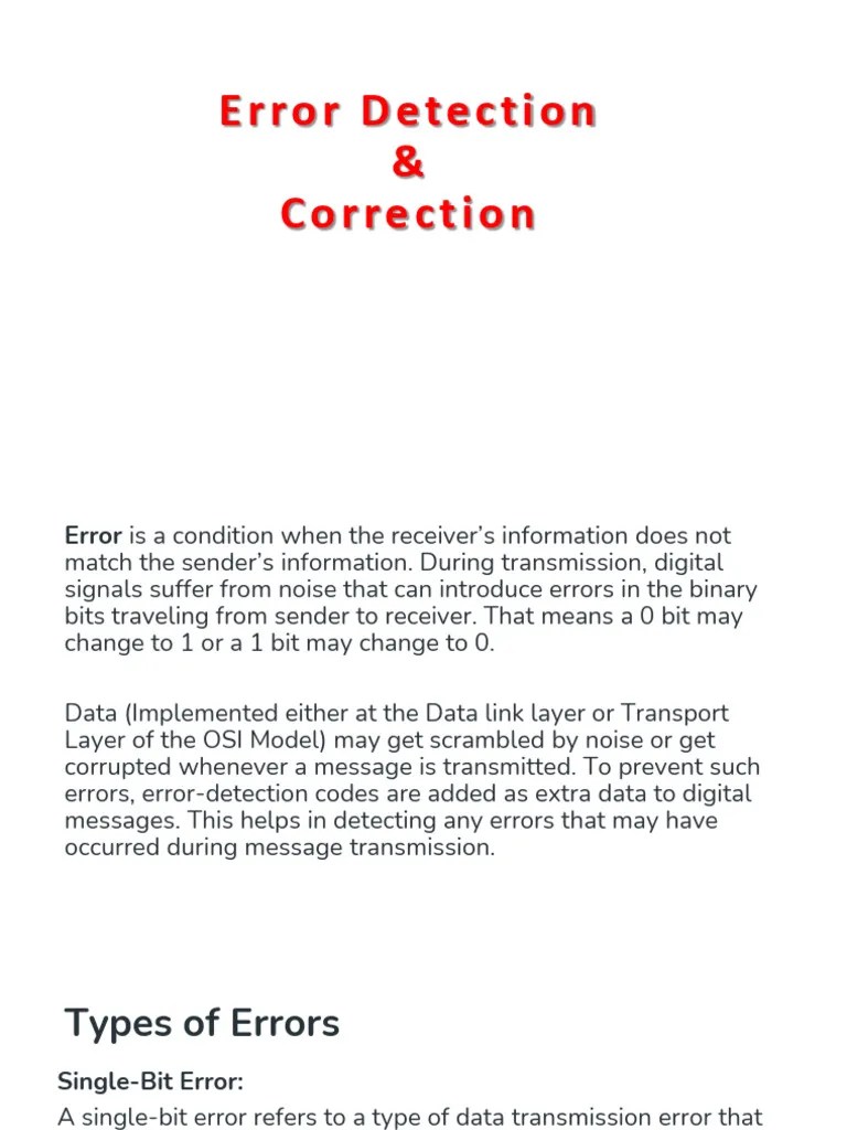 Error Detection Correction | PDF | Error Detection And Correction ...