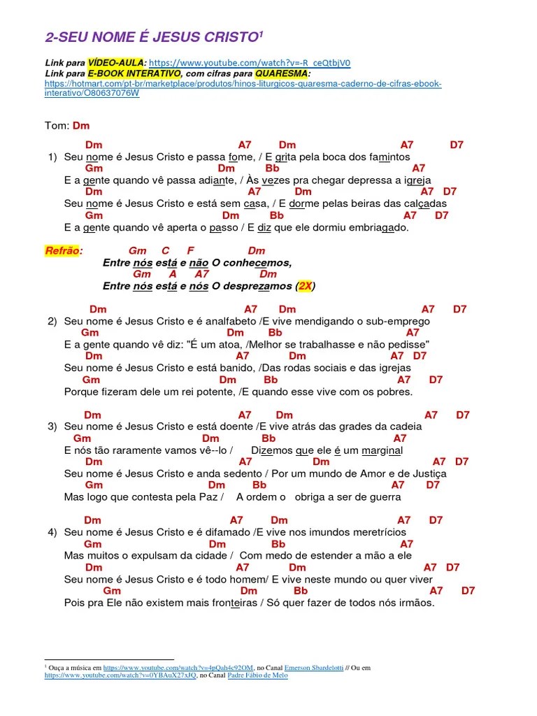 SEU NOME É JESUS CRISTO - Cifra Simplificada | PDF