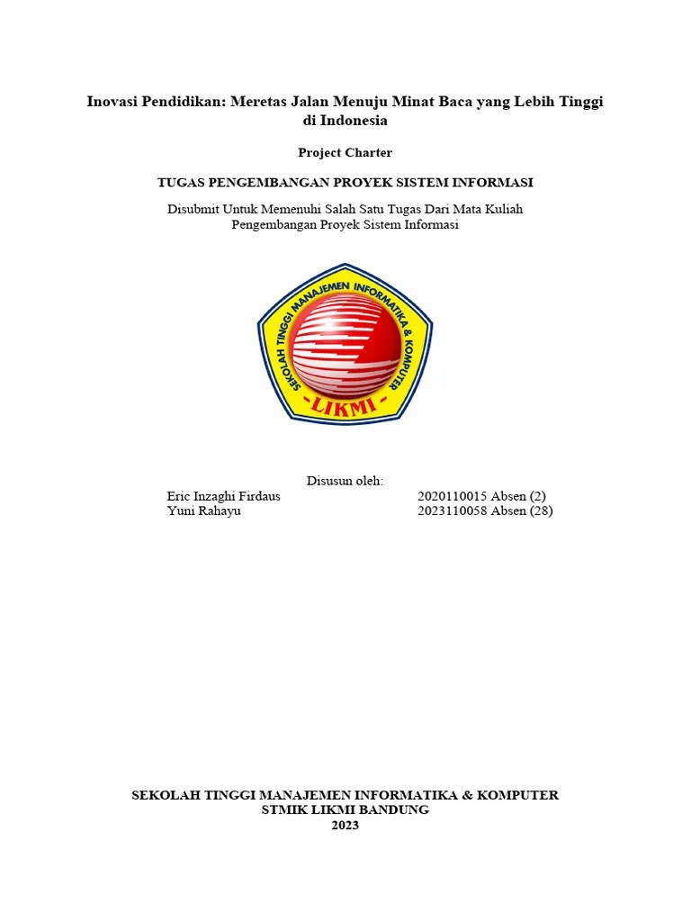 Project Charter Eric Dan Yuni | PDF