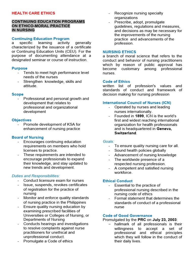 Healthcare Ethics Lecture | PDF | Nursing