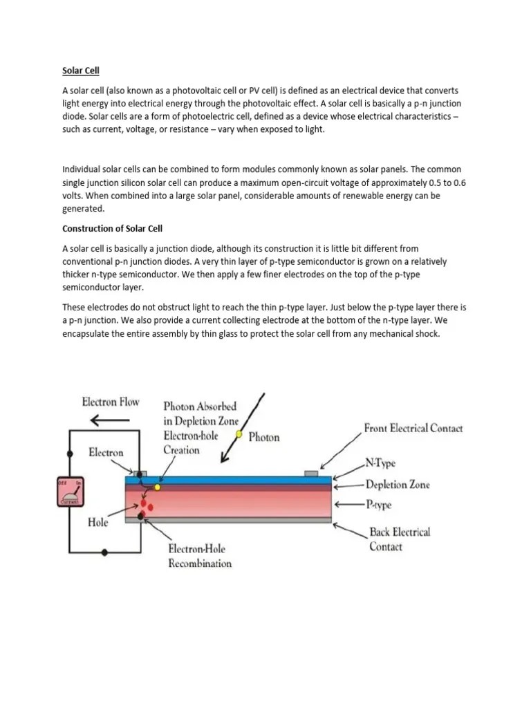 Solar Cell | Download Free PDF | P–N Junction | Solar Cell