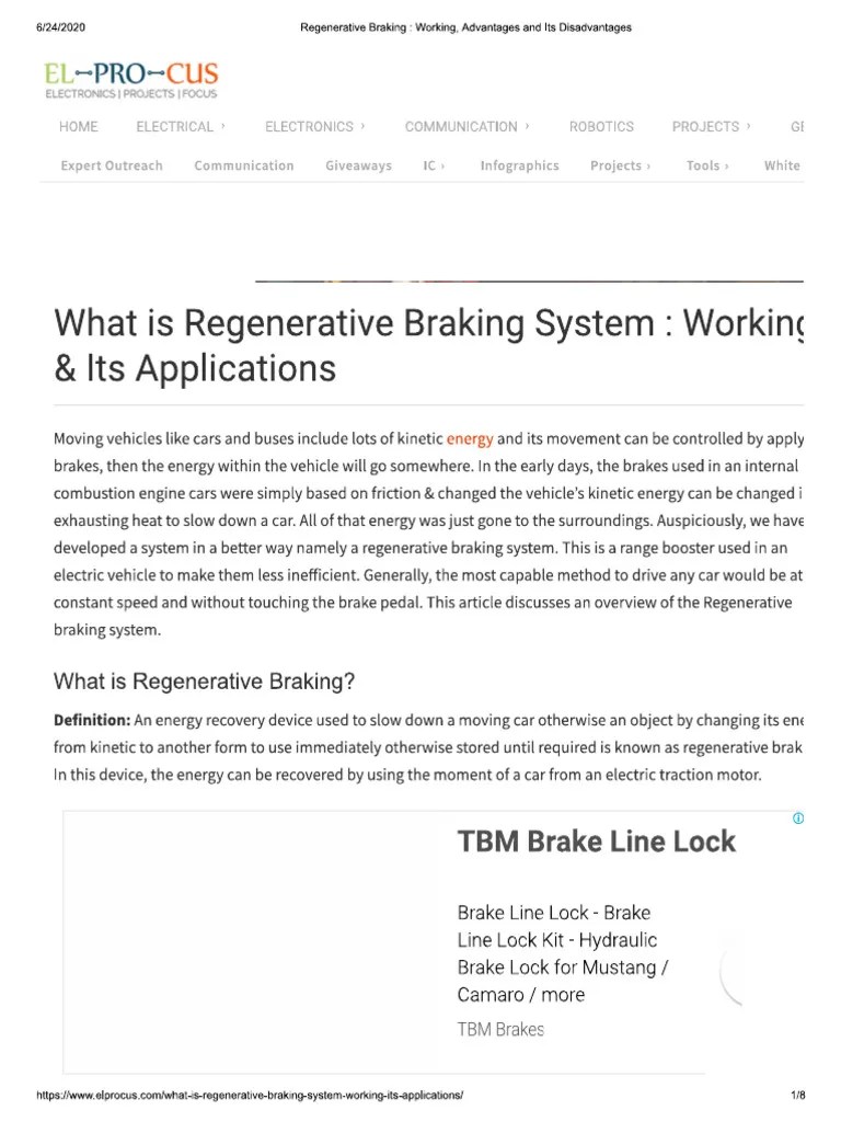1 Advantages And Disadvantages Of Regenerative Braking | PDF