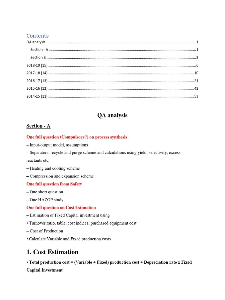 PD Guideline QA Analysis And Solve | PDF | Distillation | Materials