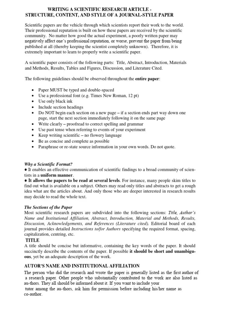 How To Write A Scientific Research Paper | PDF | Methodology | Academic ...