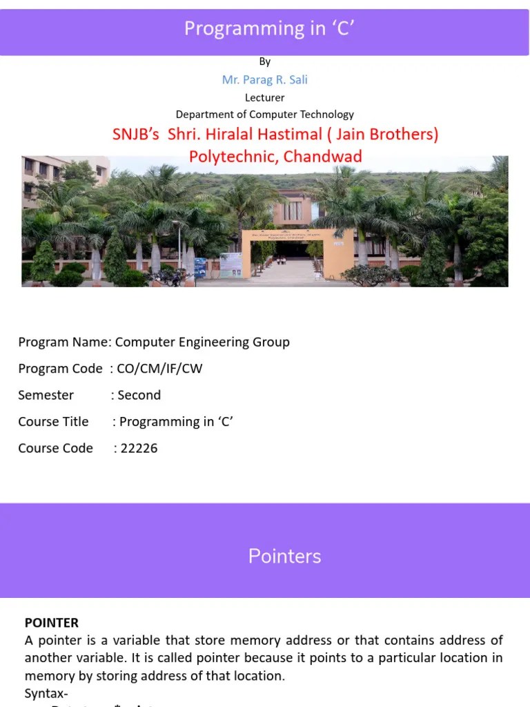 Pci Unit6 | PDF | Pointer (Computer Programming) | Variable (Computer Science)