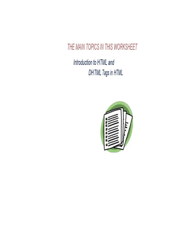 HTML Worksheet | PDF | Html Element | Html