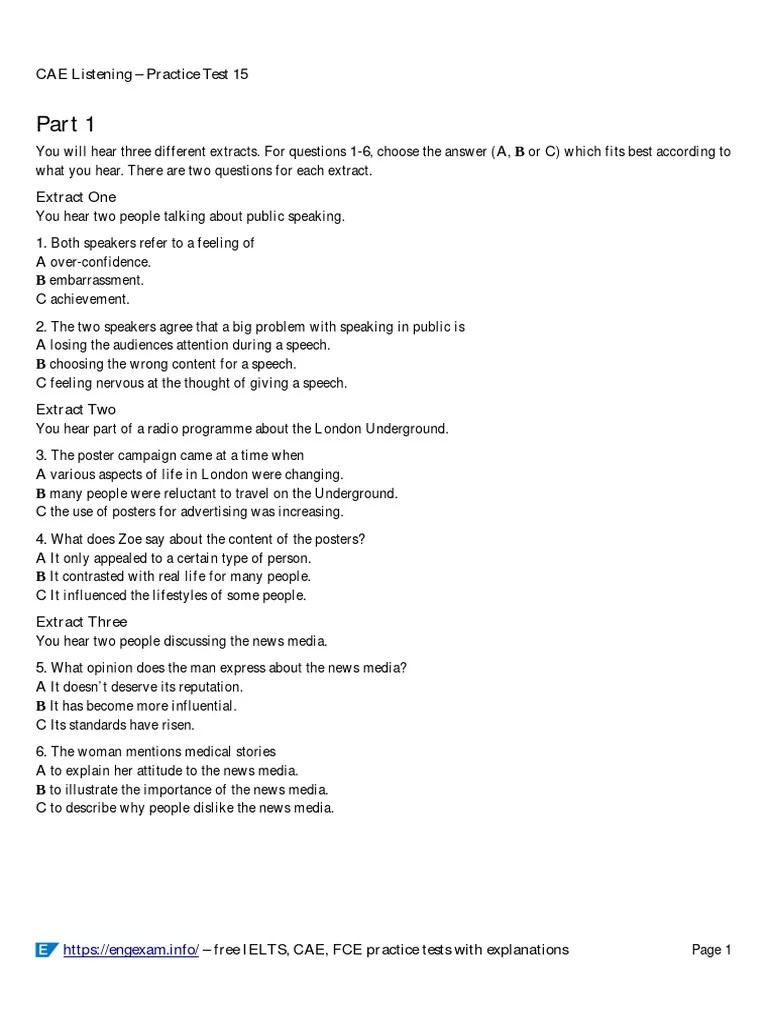 CAE Listening Practice Test 15 Printable V2 | Download Free PDF ...