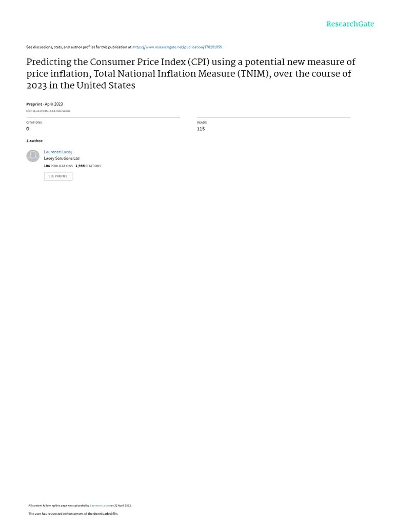 Predicting US CPI Over 2023 Using TNIM 22apr2023 | PDF | Consumer Price Index | United States ...