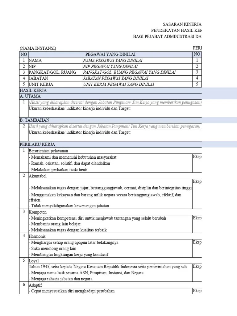 Form SKP PermenPAN RB Nomor 6 Tahun 2022 Ade | PDF