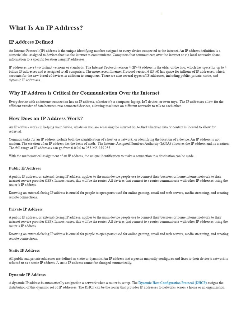 What Is An IP Address | Download Free PDF | Ip Address | Computer Network