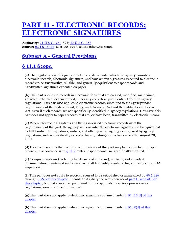 21 CFR | PDF | Records Management | Signature