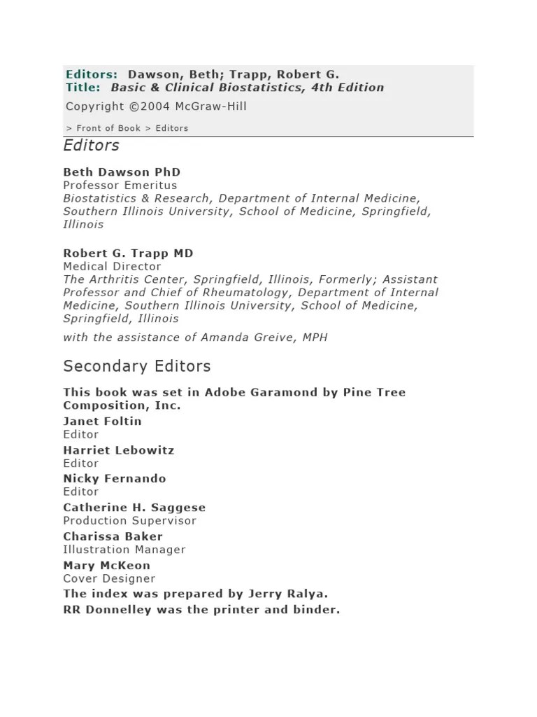 Basic & Clinical Biostatistics | PDF | Evidence Based Medicine ...