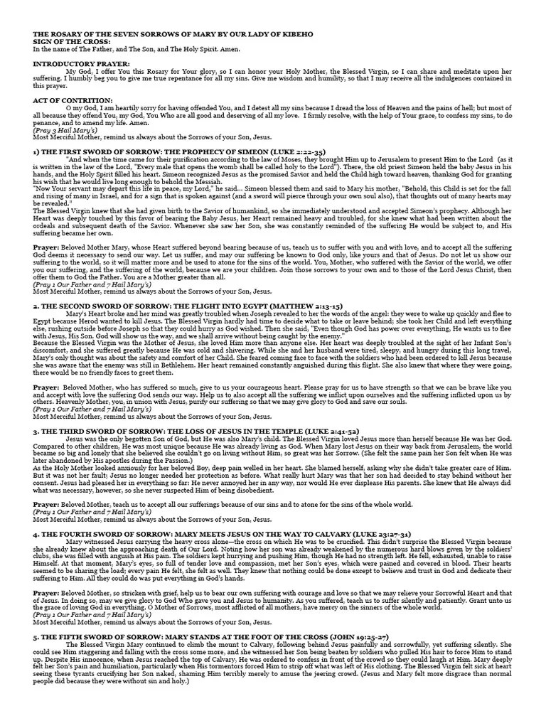 The Rosary Of The Seven Sorrows Of Mary By Our Lad | PDF | Jesus | Mary ...