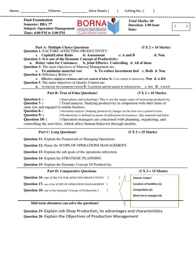 Operation Management 1 | PDF | Labour Economics | Operations Management