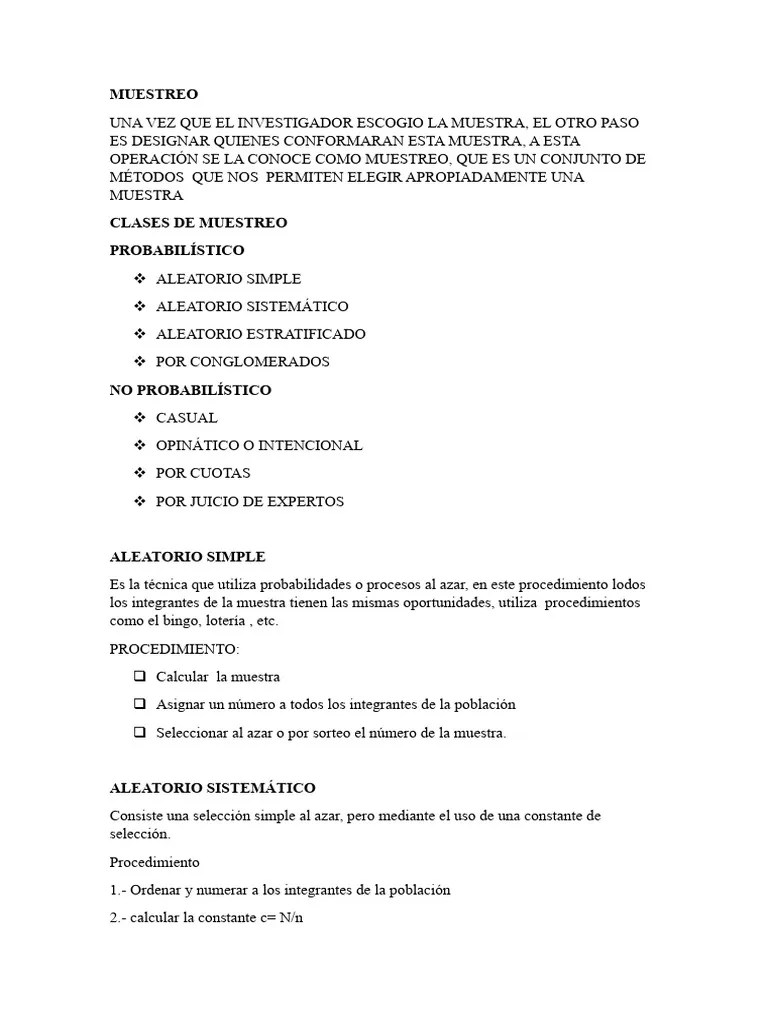 MUESTREO | PDF | Muestreo (Estadísticas) | Science
