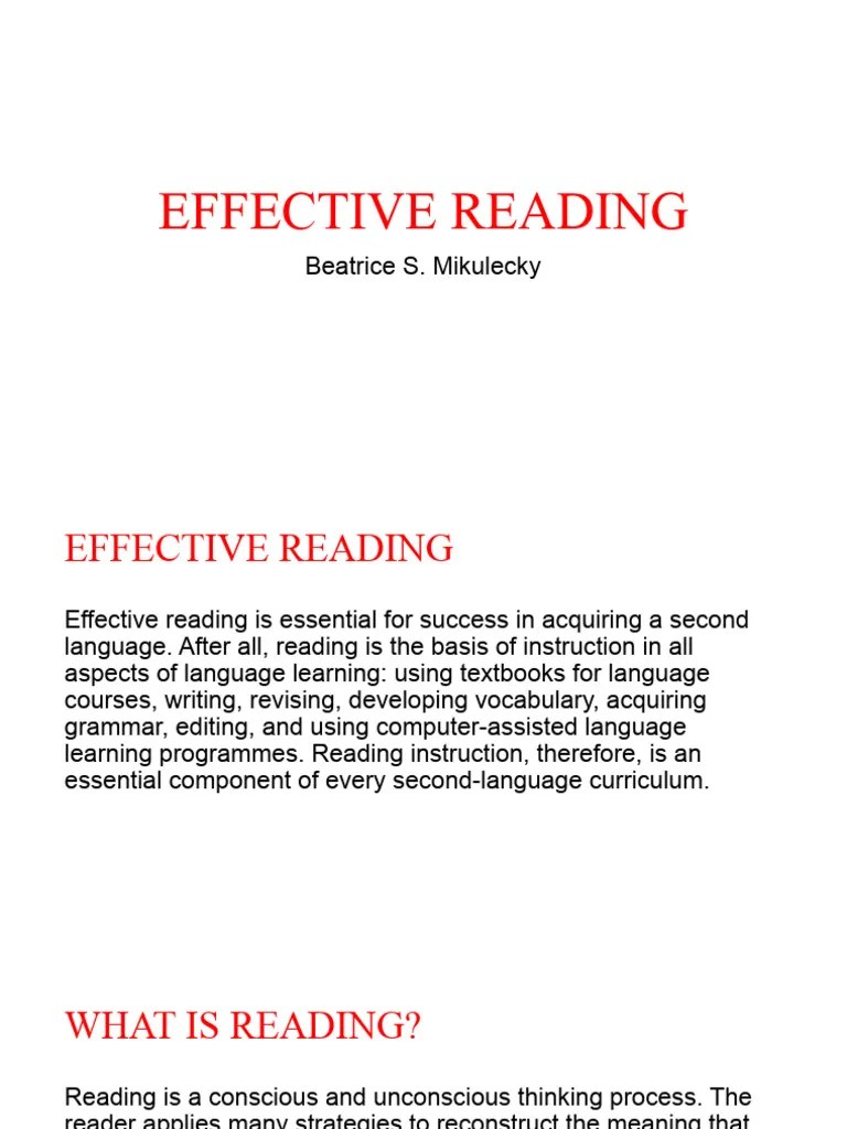 Effective Reading Summary | PDF | Literacy | Reading Comprehension