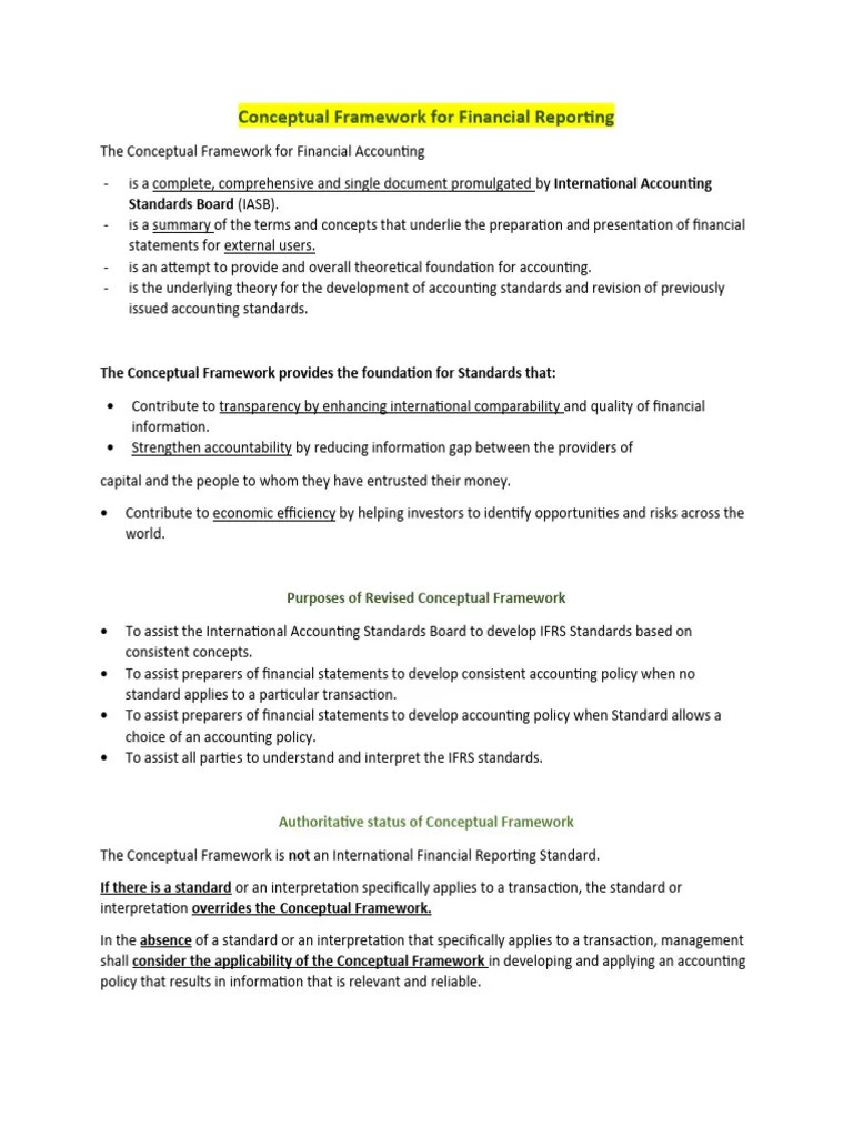 Conceptual Framework For Financial Reporting. General Principles ...
