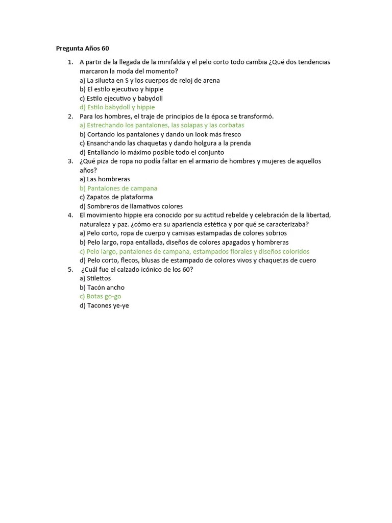 Preguntas Años 60 | PDF