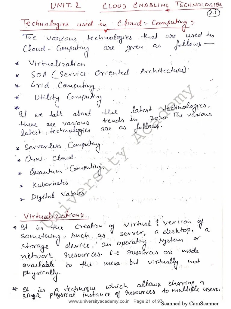 Cloud Computing Unit-II Notes | PDF