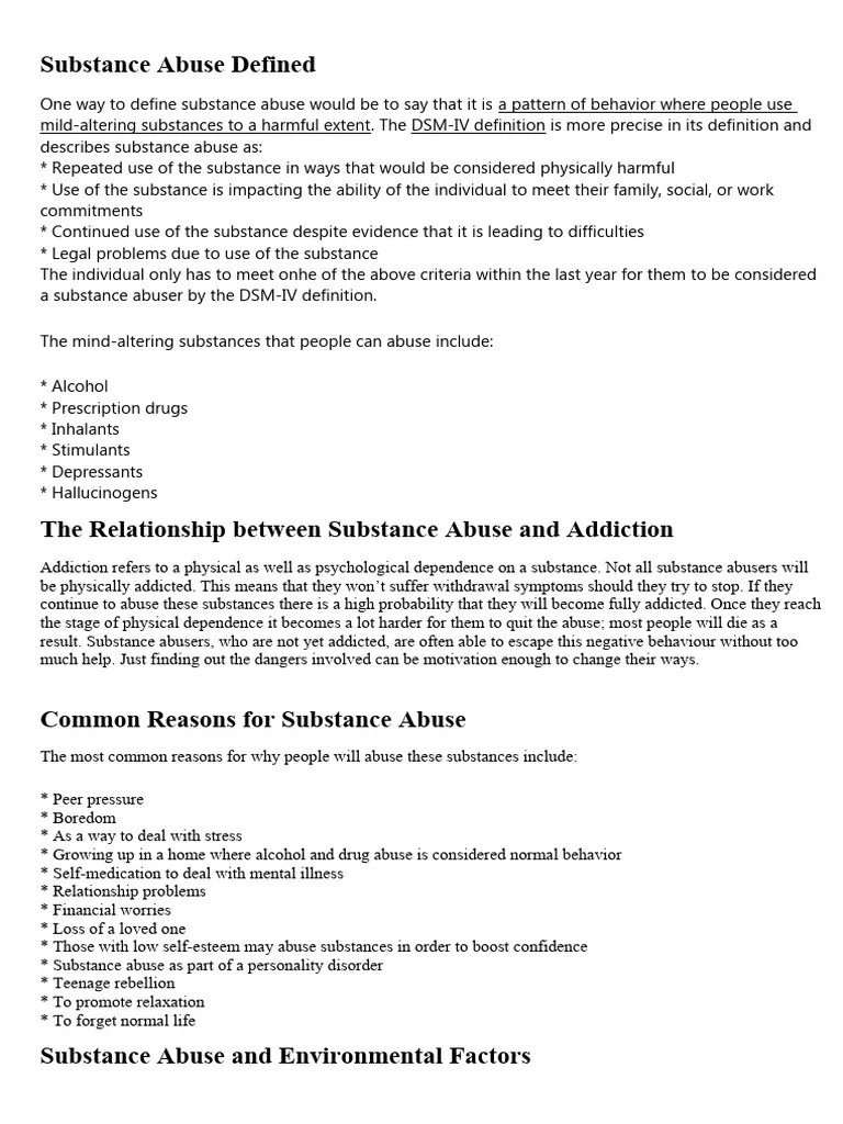 Substance Abuse Defined | PDF | Substance Abuse | Substance Use Disorder