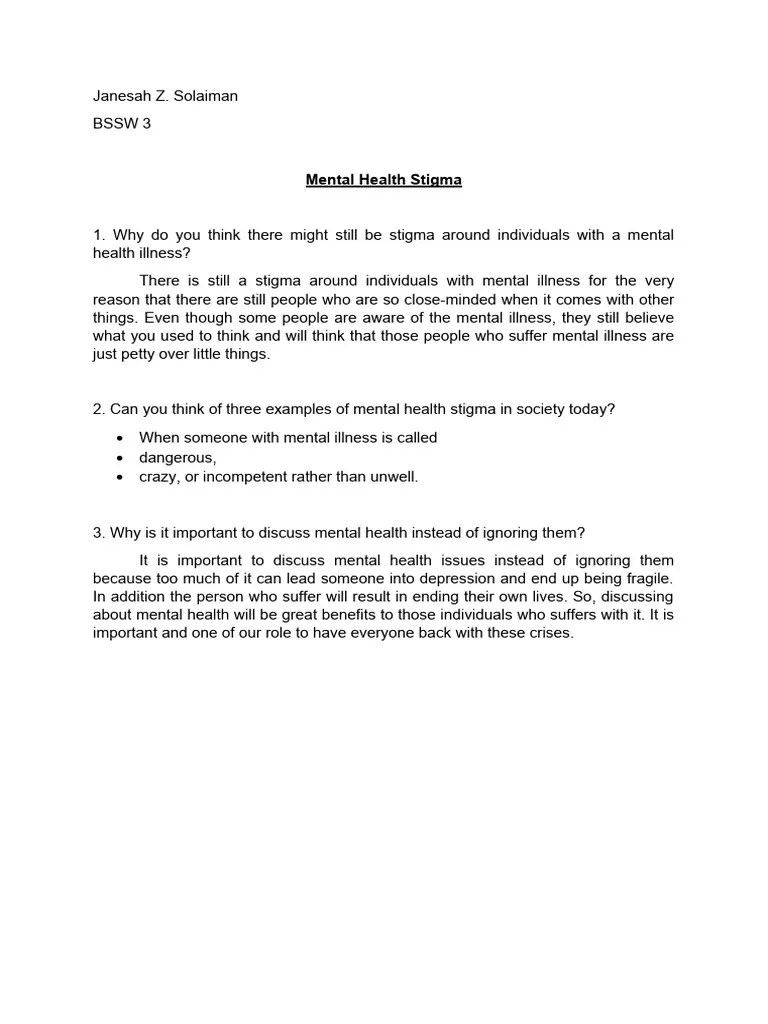 Mental Health Stigma | PDF