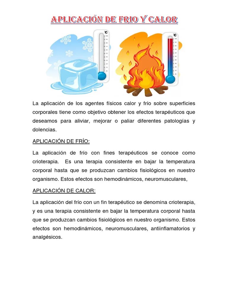 Aplicación De Frio Y Calor | PDF