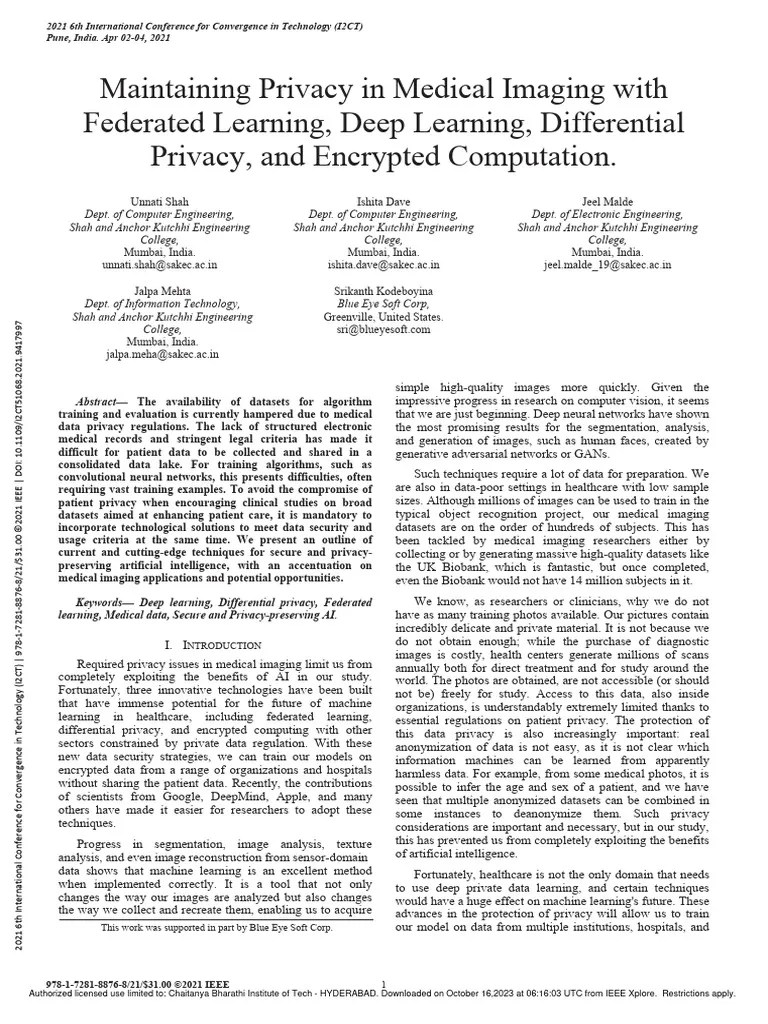Maintaining Privacy In Medical Imaging With Federated Learning Deep ...