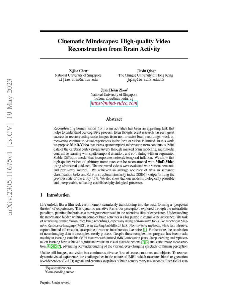 Video Brain Decoding | PDF | Visual Cortex | Functional Magnetic ...