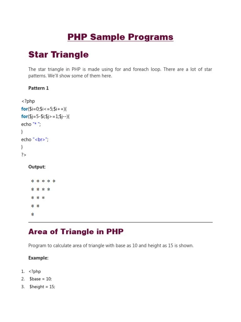 PHP Sample Programs | PDF | Parameter (Computer Programming) | Computer Science