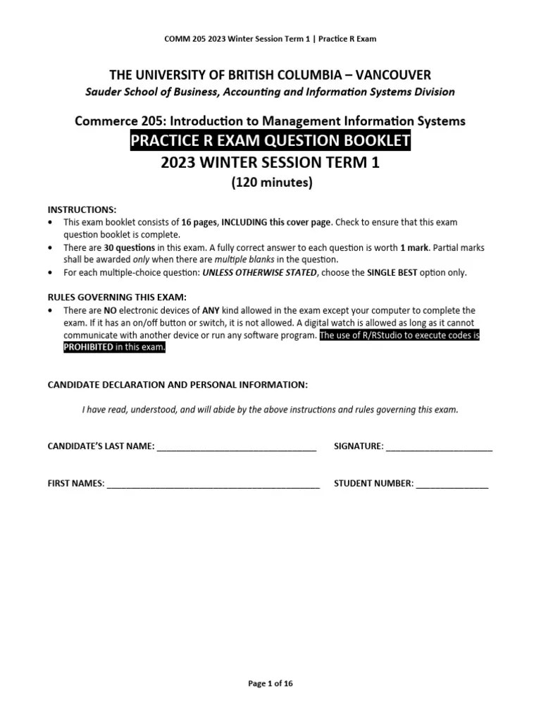 Comm 205 R Practice Exam | PDF | Computing