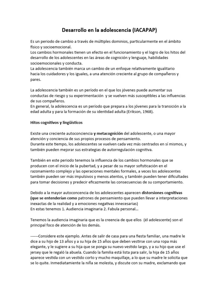 Desarrollo En La Adolescencia (IACAPAP) | PDF | Adolescencia ...