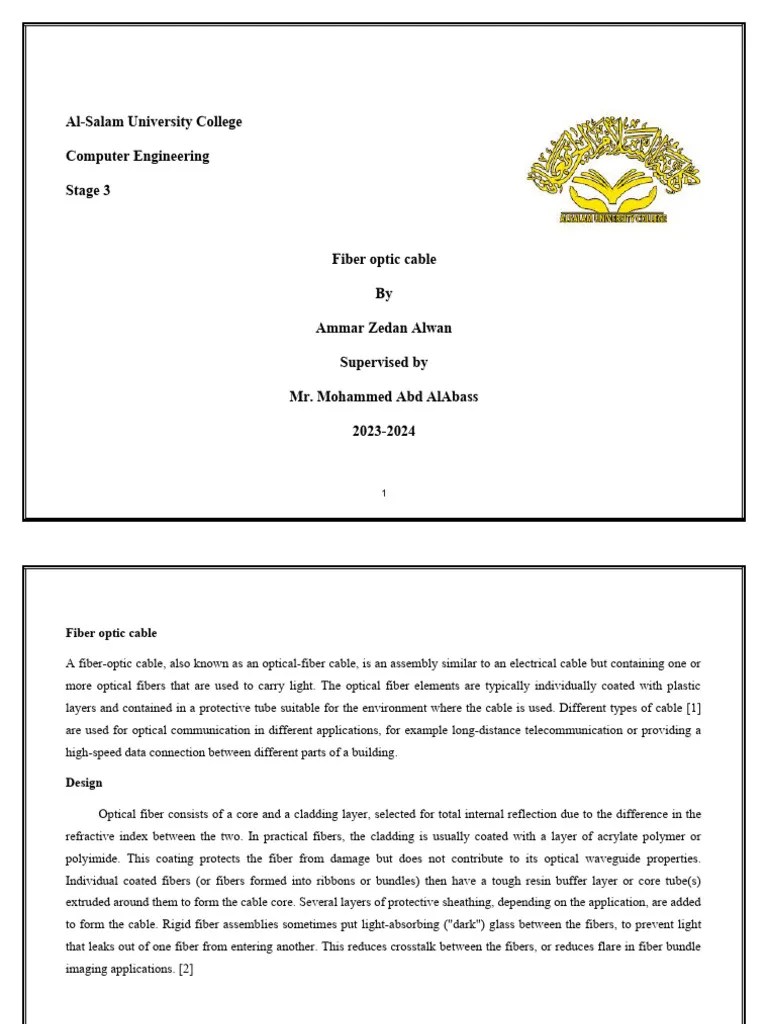 Fiber Optic Cable | PDF | Optical Fiber | Electricity