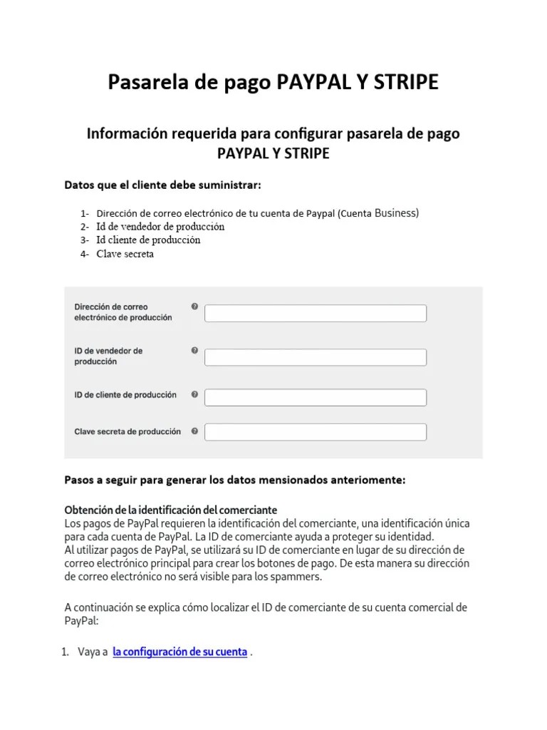 Configuración Pasarela De Pago PAYPAL Y STRIPE | PDF