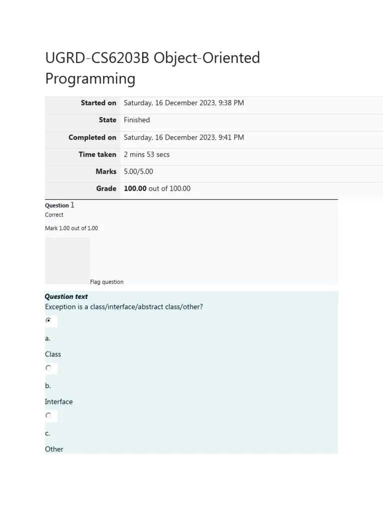 UGRD-CS6203B Object-Oriented Programming Final Exam | PDF