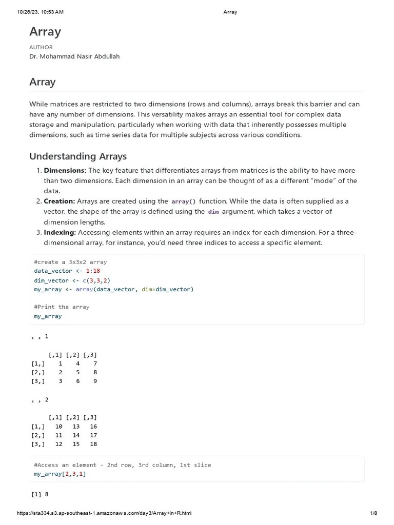 Array | PDF | Matrix (Mathematics) | Mathematical Concepts