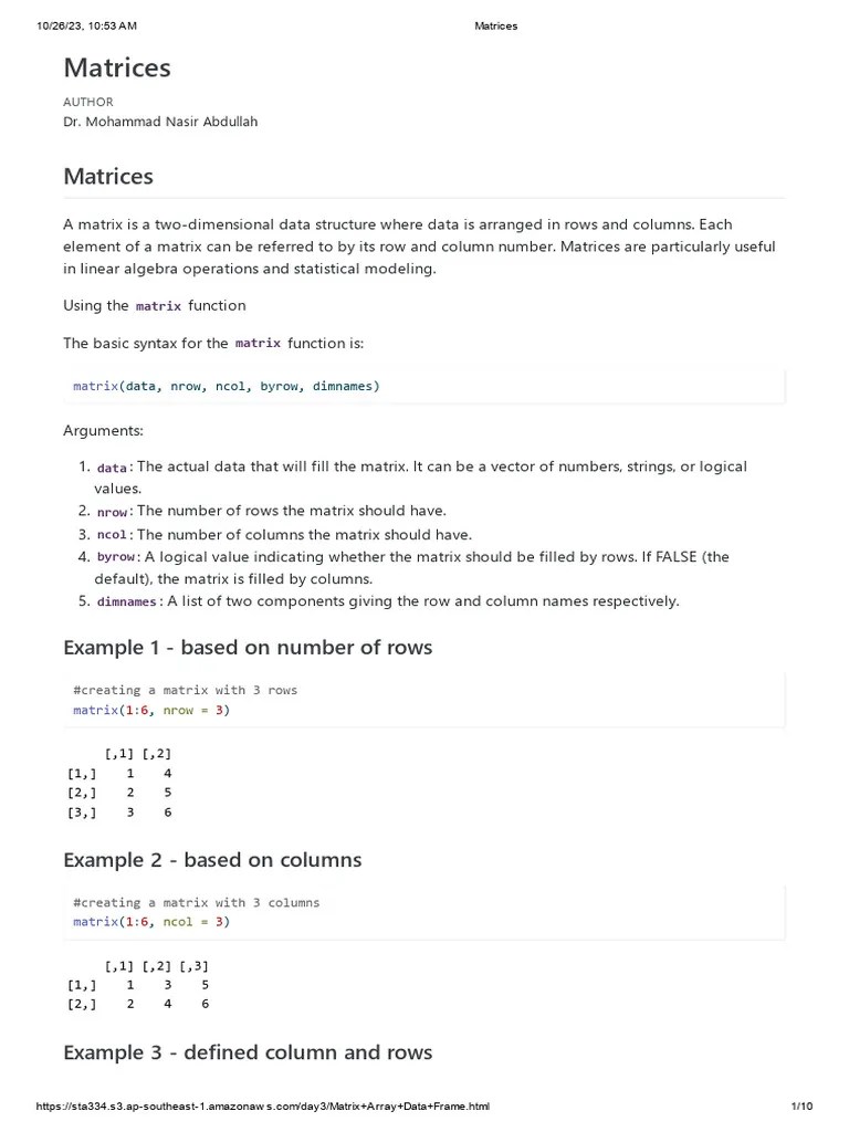 Matrices | PDF | Matrix (Mathematics) | Applied Mathematics