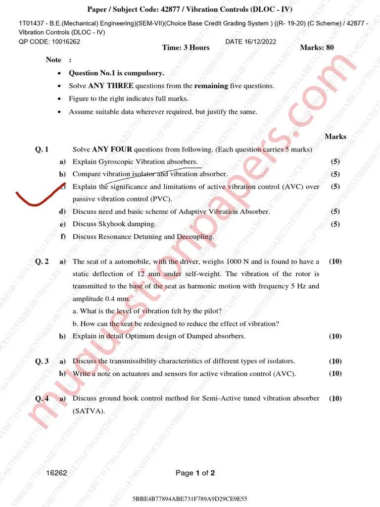 Be - Mechanical Engineering - Semester 7 - 2022 - December - Dloc IV ...