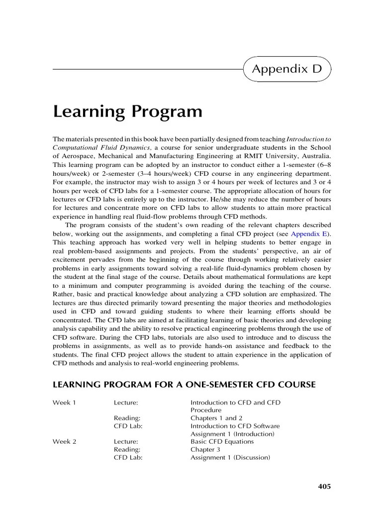 Appendix D - Learning Program - 2013 - Computational Fluid Dynamics ...