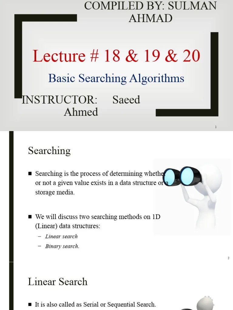 Data Structures Algorithms - Lecture 18 19 20 - Basic Searching ...