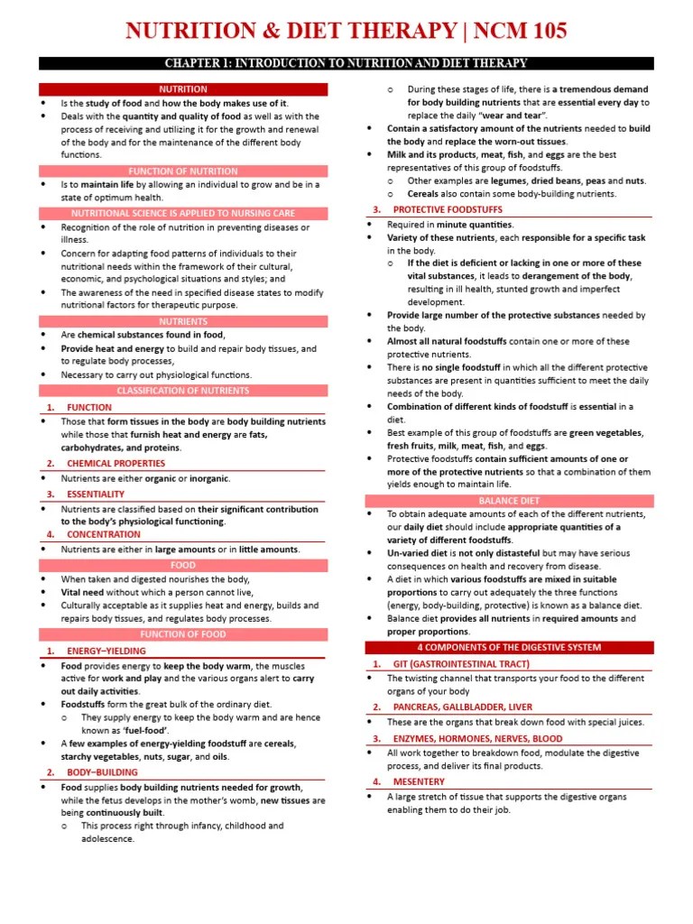 Chapter 1 Introduction To Nutrition And Diet Therapy | PDF | Foods ...