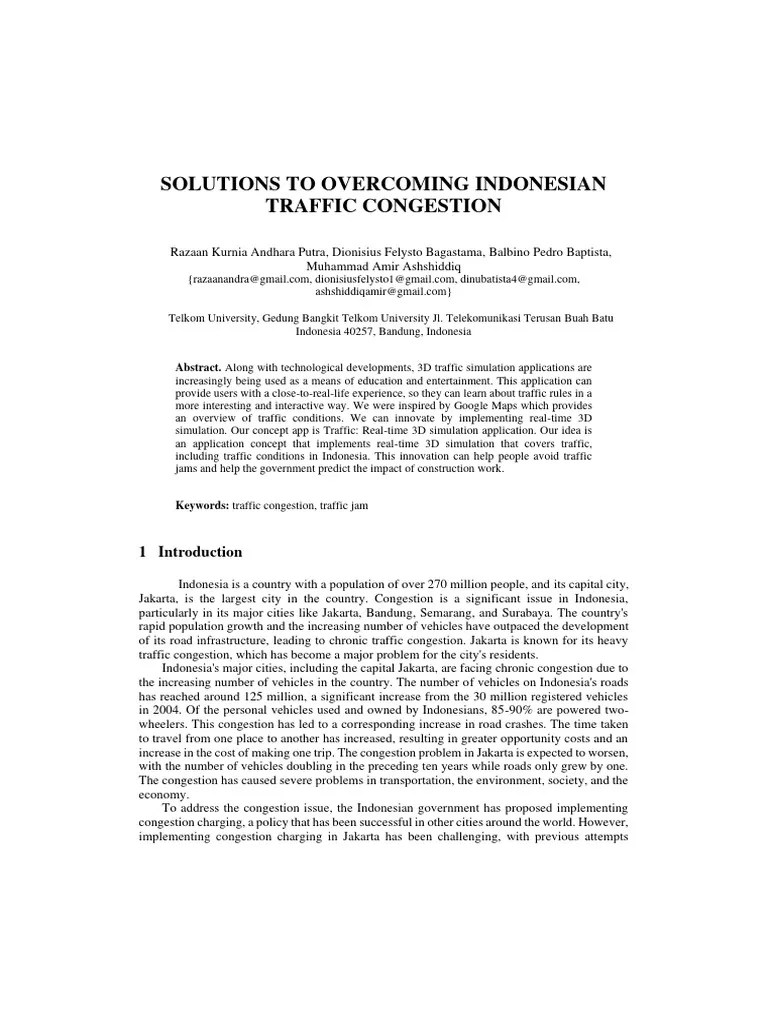 Pancasila Project Traffic Congestion | PDF | Traffic Congestion ...