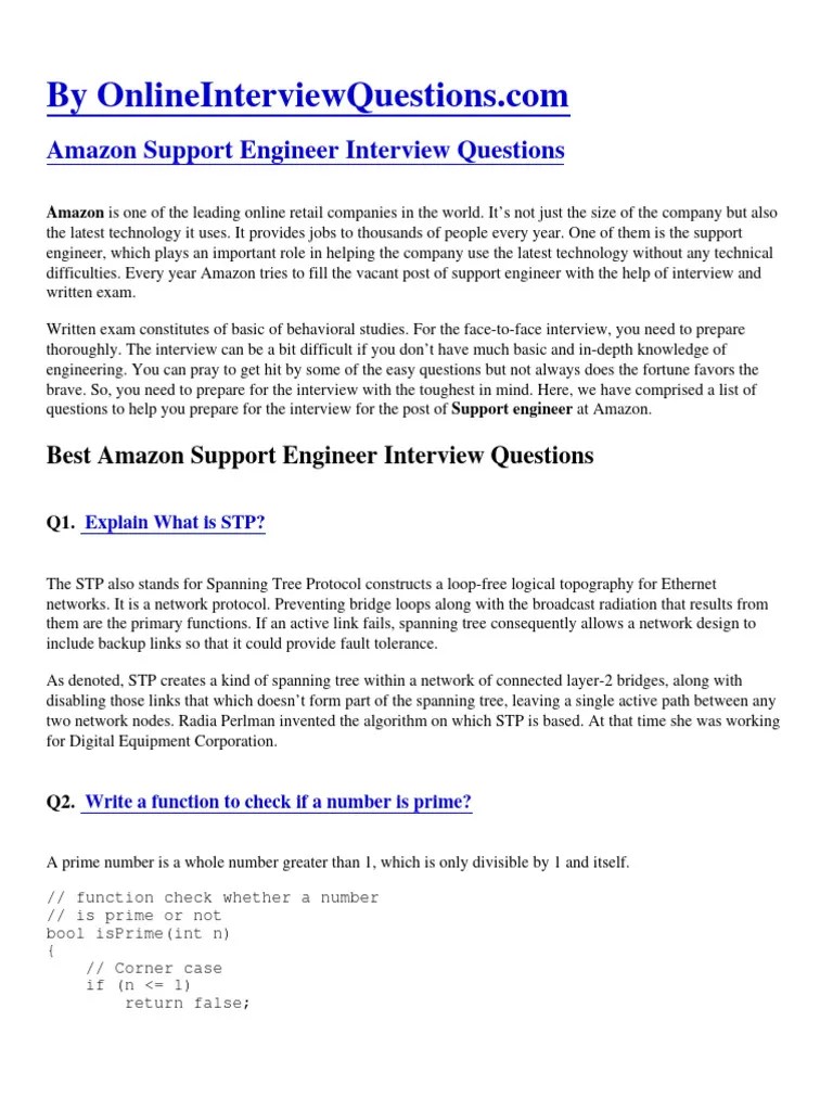 Amazon Support Engineer Interview Questions | PDF | Computer Science | Computer Architecture
