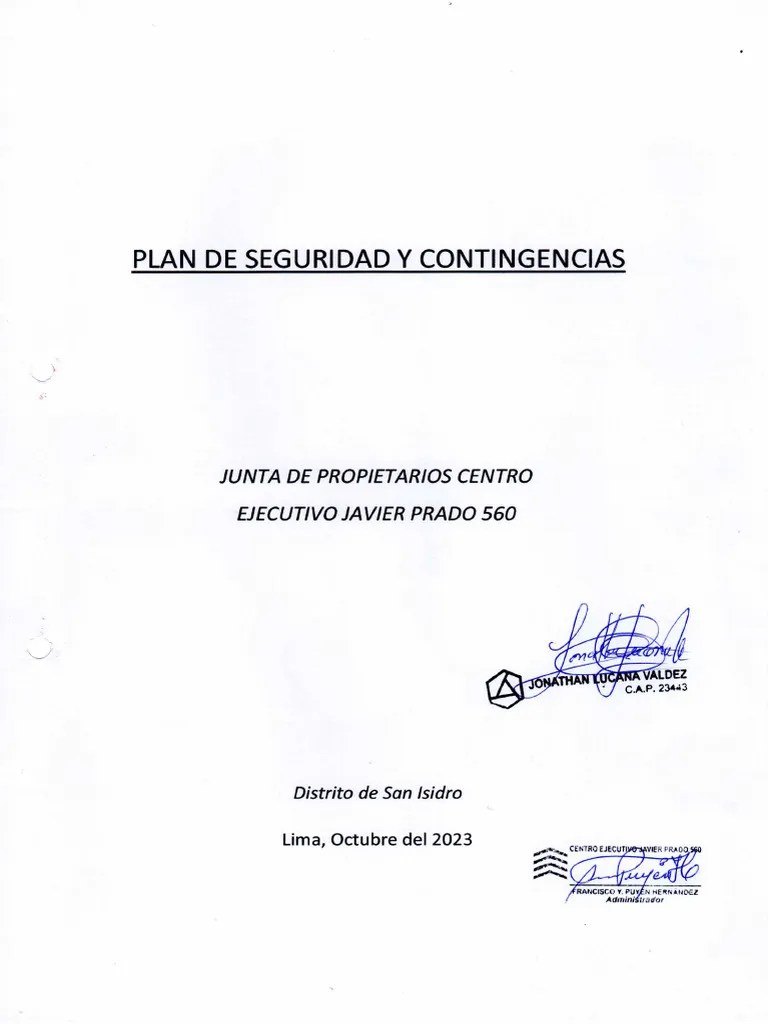 Plan De Seguridad Y Contingencias 2023 | PDF