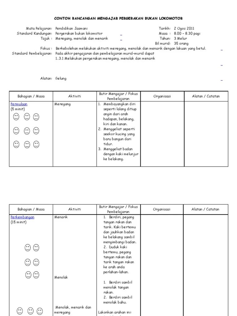 Pergerakan bukan lokomotor tahun 2. Rph Pergerakan Bukan Lokomotor Pdf