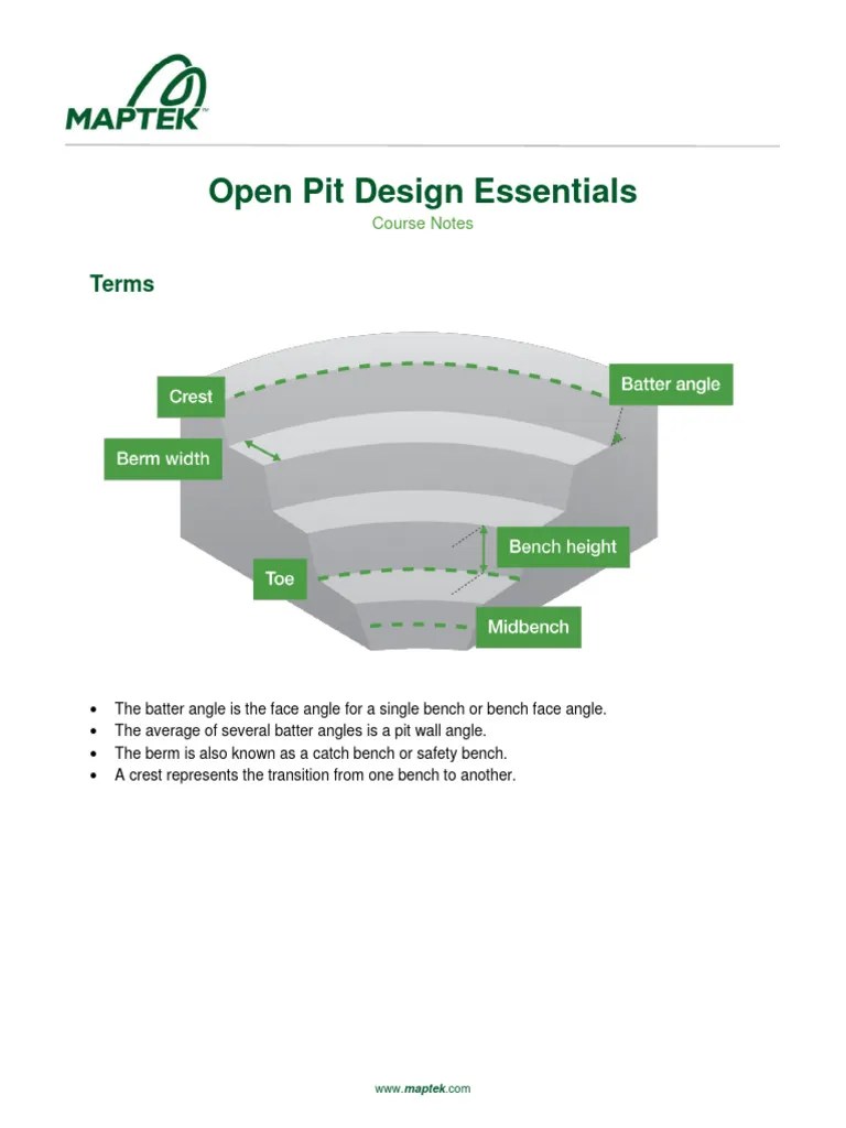 Open Pit Design Essentials - Course Notes | PDF | Measurement | Parameter (Computer Programming)