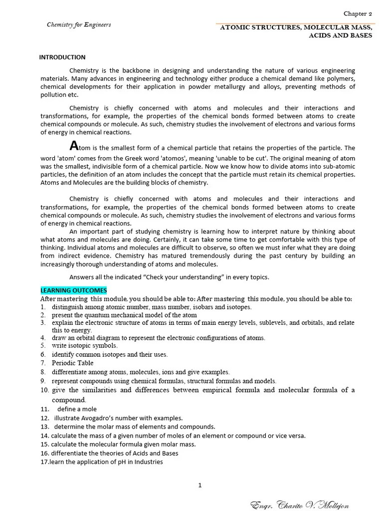Chapter 2 Chemistry For Engineers Final Module 2 | PDF | Ion | Chemistry