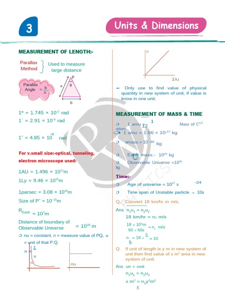 03 - Unit & Dimesions - Lecture Note - Physics | PDF
