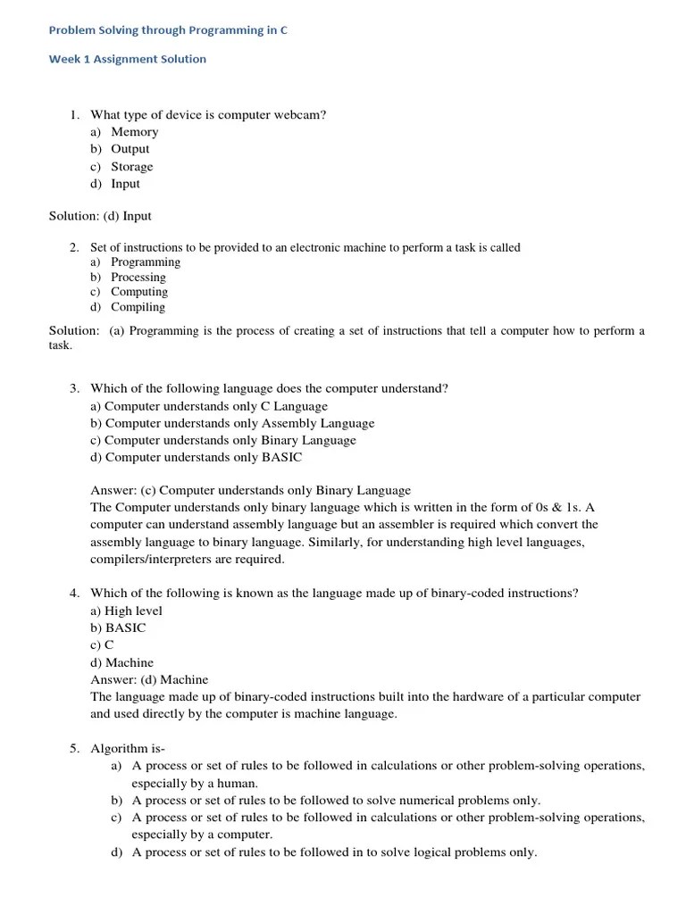 Week-1-July-2023 Solution | PDF | Computer Programming | Office Equipment