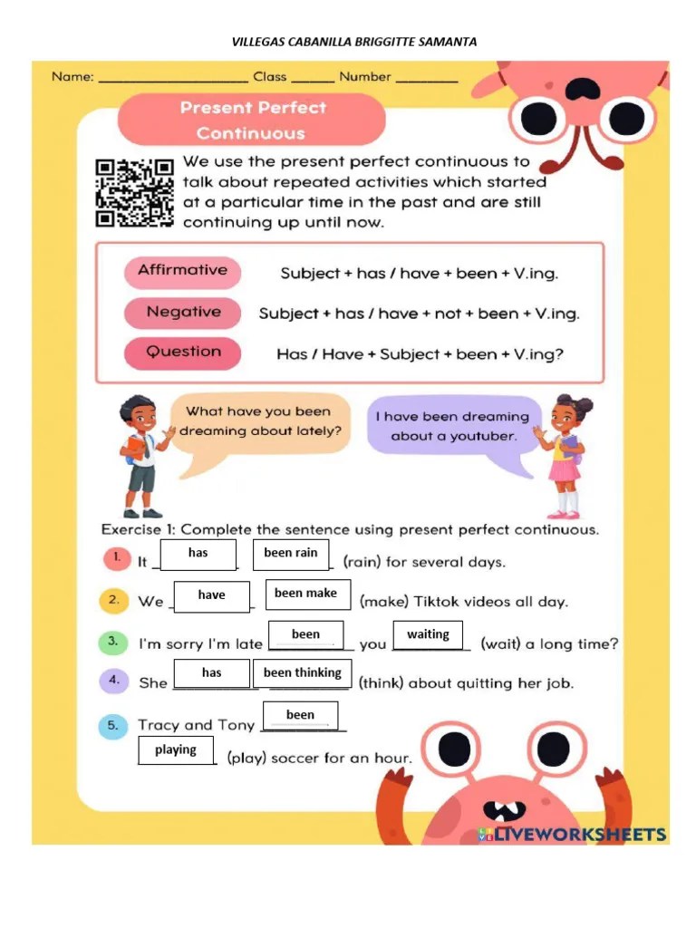 Present perfect progressive
