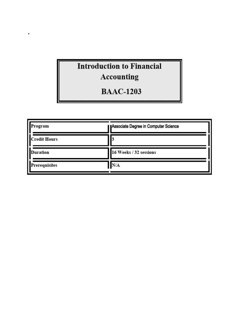Introduction To Financial Accounting | PDF | Financial Statement ...